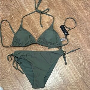 Tempt me Sage Green Triangle Bikini with Tie Straps size medium